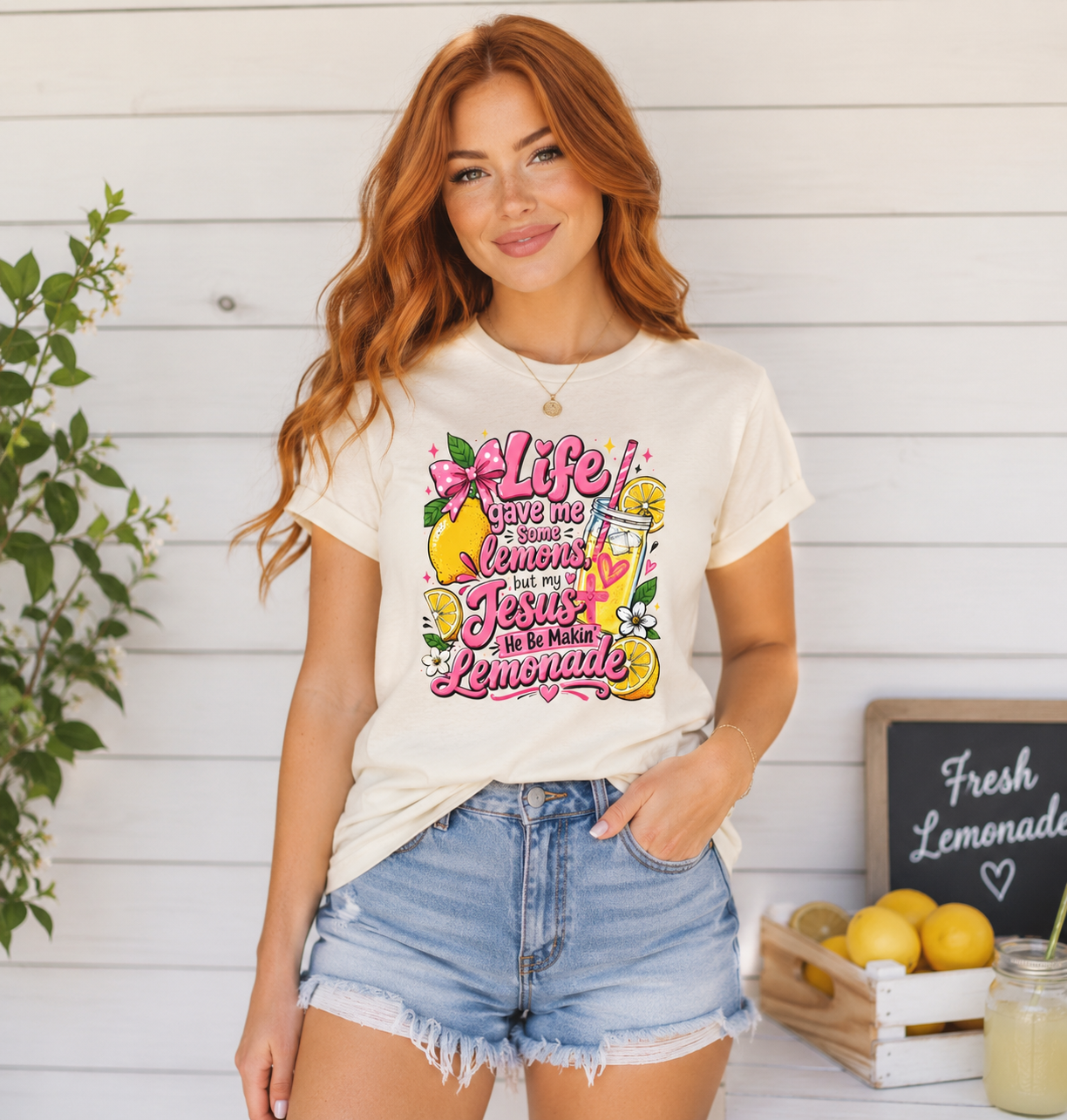 T-Shirt — “Life Gave Me Lemons but my Jesus is Makin’ Lemonade” Christian Graphic Tee