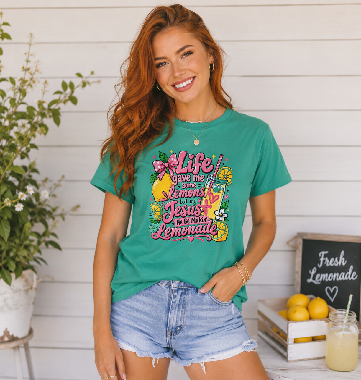 T-Shirt — “Life Gave Me Lemons but my Jesus is Makin’ Lemonade” Christian Graphic Tee