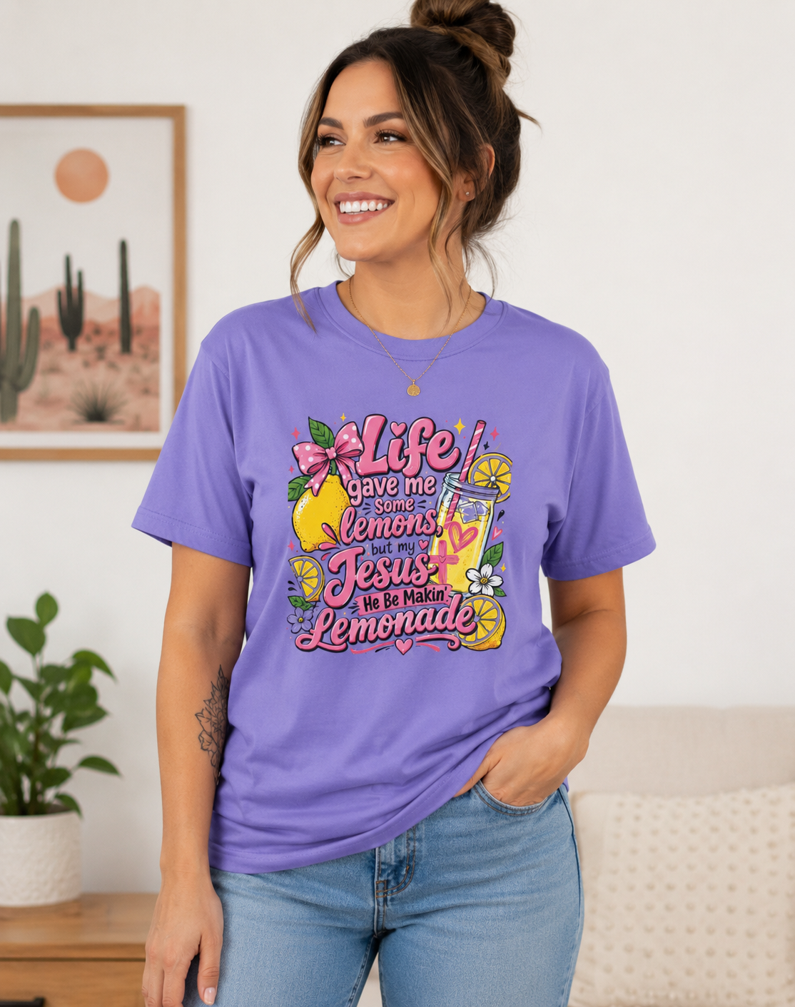 T-Shirt — “Life Gave Me Lemons but my Jesus is Makin’ Lemonade” Christian Graphic Tee