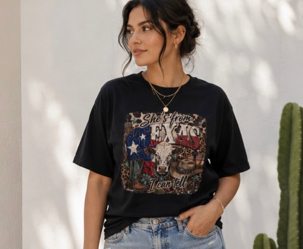 She's From Texas I Can Tell T-shirt | Western Vintage Rodeo Tee