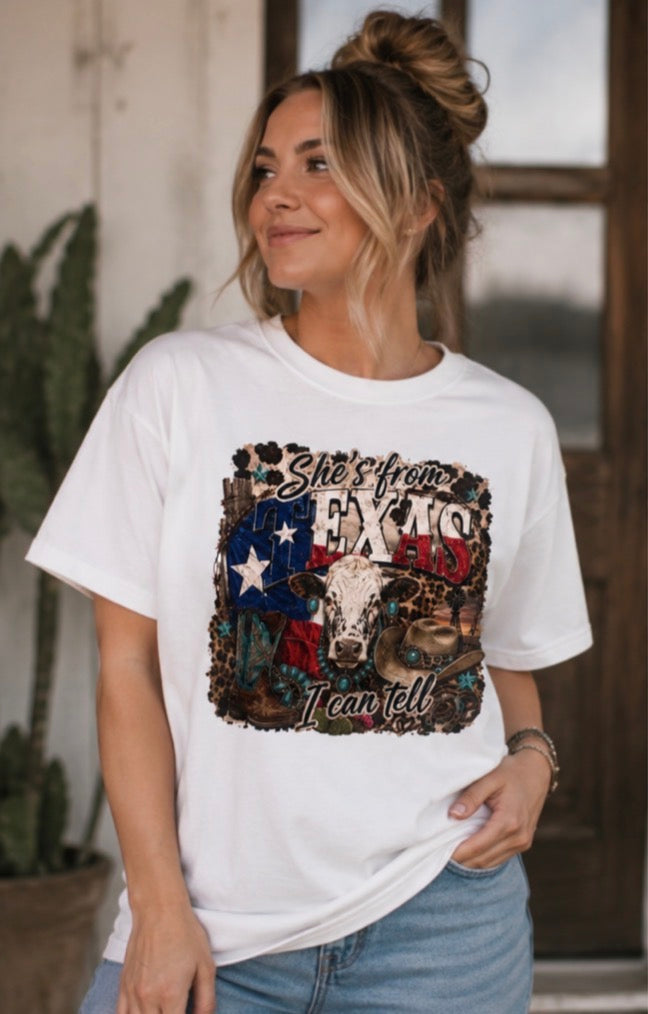 She's From Texas I Can Tell T-shirt | Western Vintage Rodeo Tee