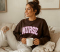 Nurse Crewneck Sweatshirt — Cute Pink College-Style Nursing Pullover